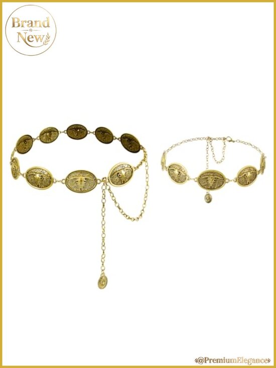 Accessories - Western Chain Belt & Hat Band Set Adjustable Alloy Concho Cowgirl Rodeo